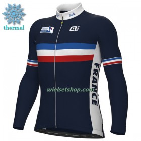 Wielershirt 2022 Frankrijk Nationaal Team Winter Thermal Fleece - Blauw